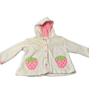 Vintage Circo Toddler Strawberry Hoodie 2T – White & Pink Fleece Sweatshirt